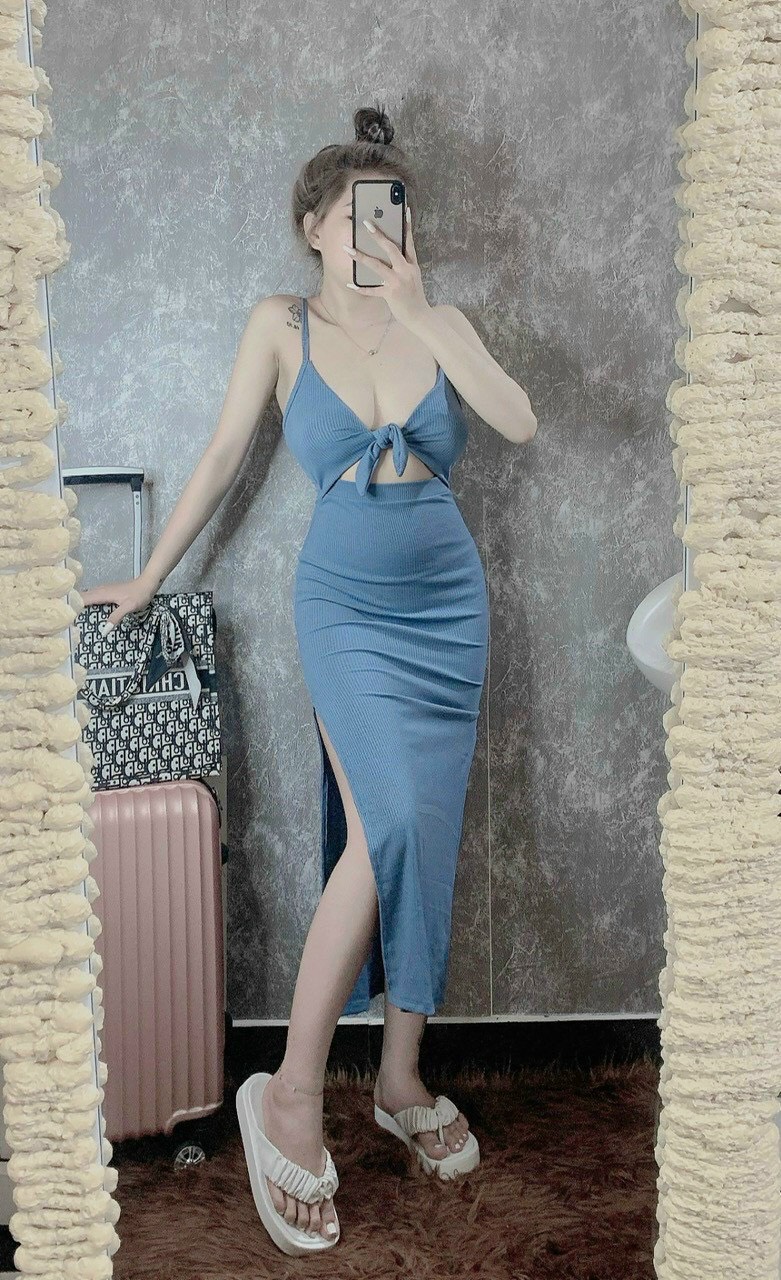 Đầm thun gân mềm hàng nhập cao cấp.