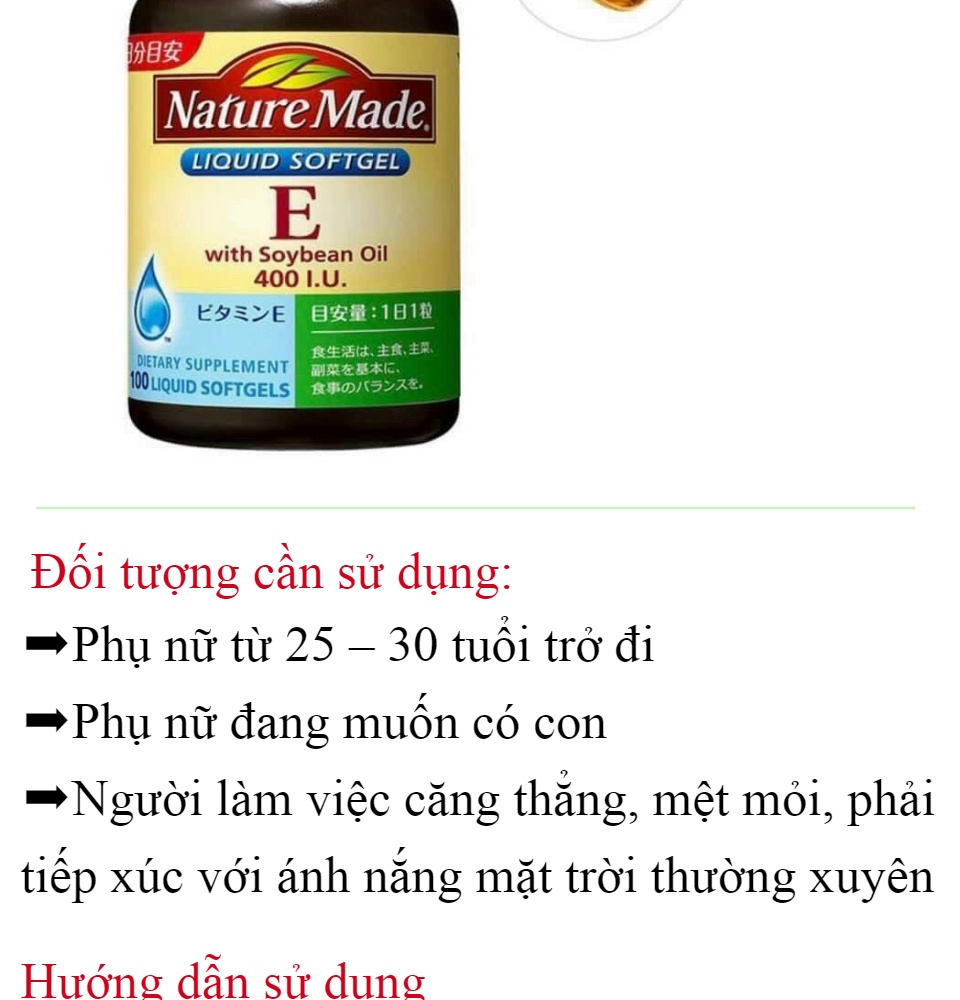 VIÊN UỐNG BỔ SUNG VITAMIN E 400 IU NATURA MADE NHẬT BẢN 