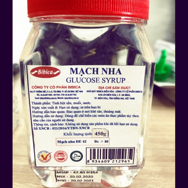 Đường Mạch Nha Bibica có 2 size hộp 500gr/ 1kg (Glucose Syrup)