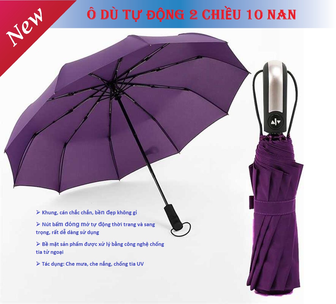 [HCM]Ô Ô tự động bật mở 10 nan ( 12 nan) Ô Dù gập mở tự động JAV Ô che mưa dù tự động gấp mở 2 chiều Nhật Bản chống tia UVNan Kép Bằng Thép Chống Gỉ. Bảo Hành Uy Tín 1 Đổi 1