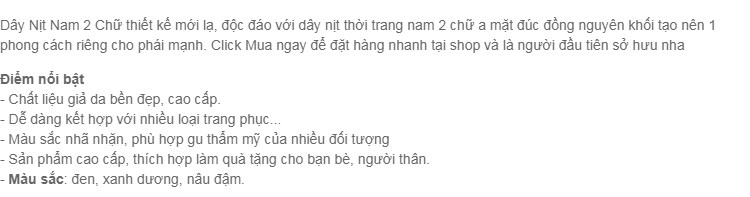 Dây Nịt Nam,Thắt lưng da 2 Chữ A sang trọng