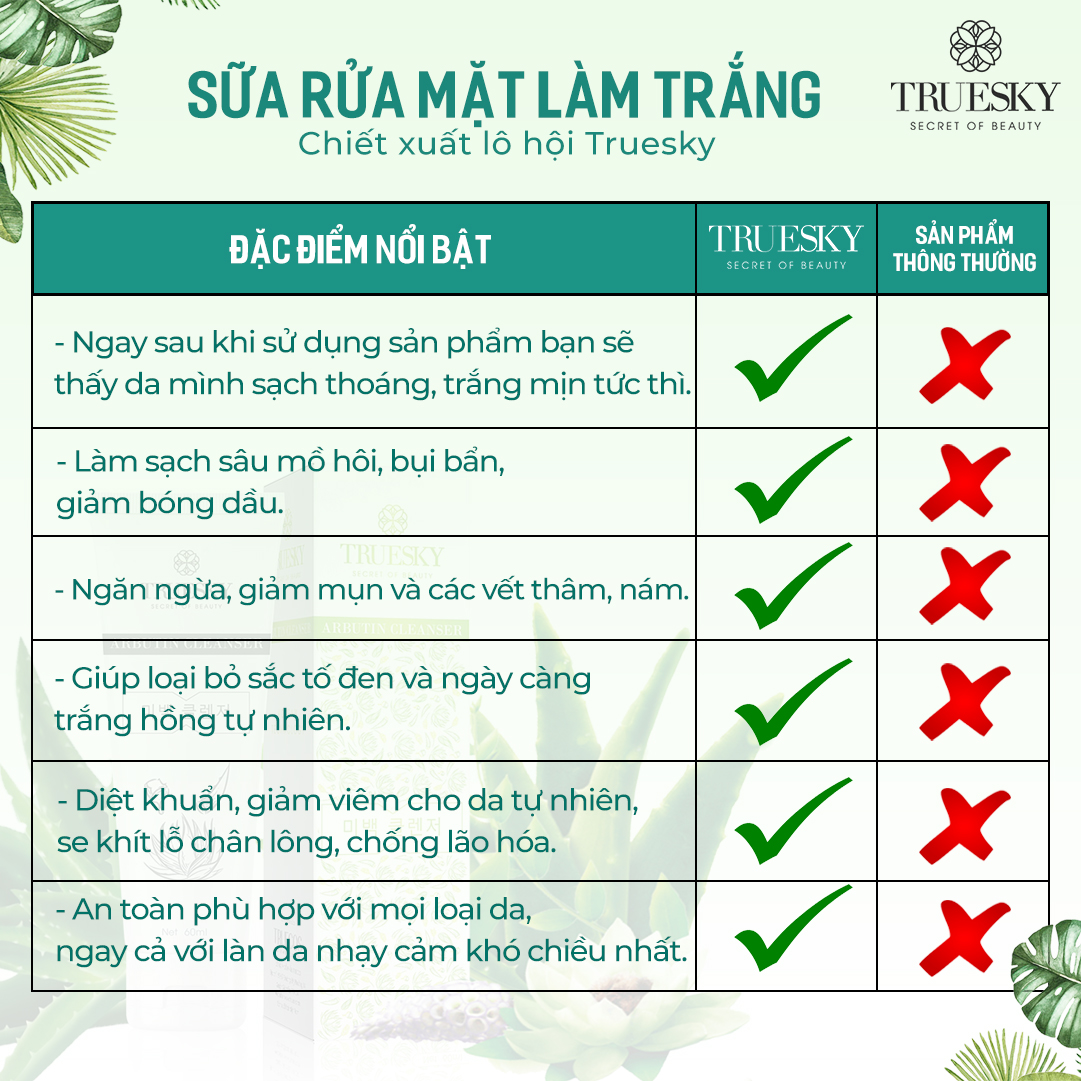 Sữa rửa mặt tạo bọt trắng da Truesky 60ml