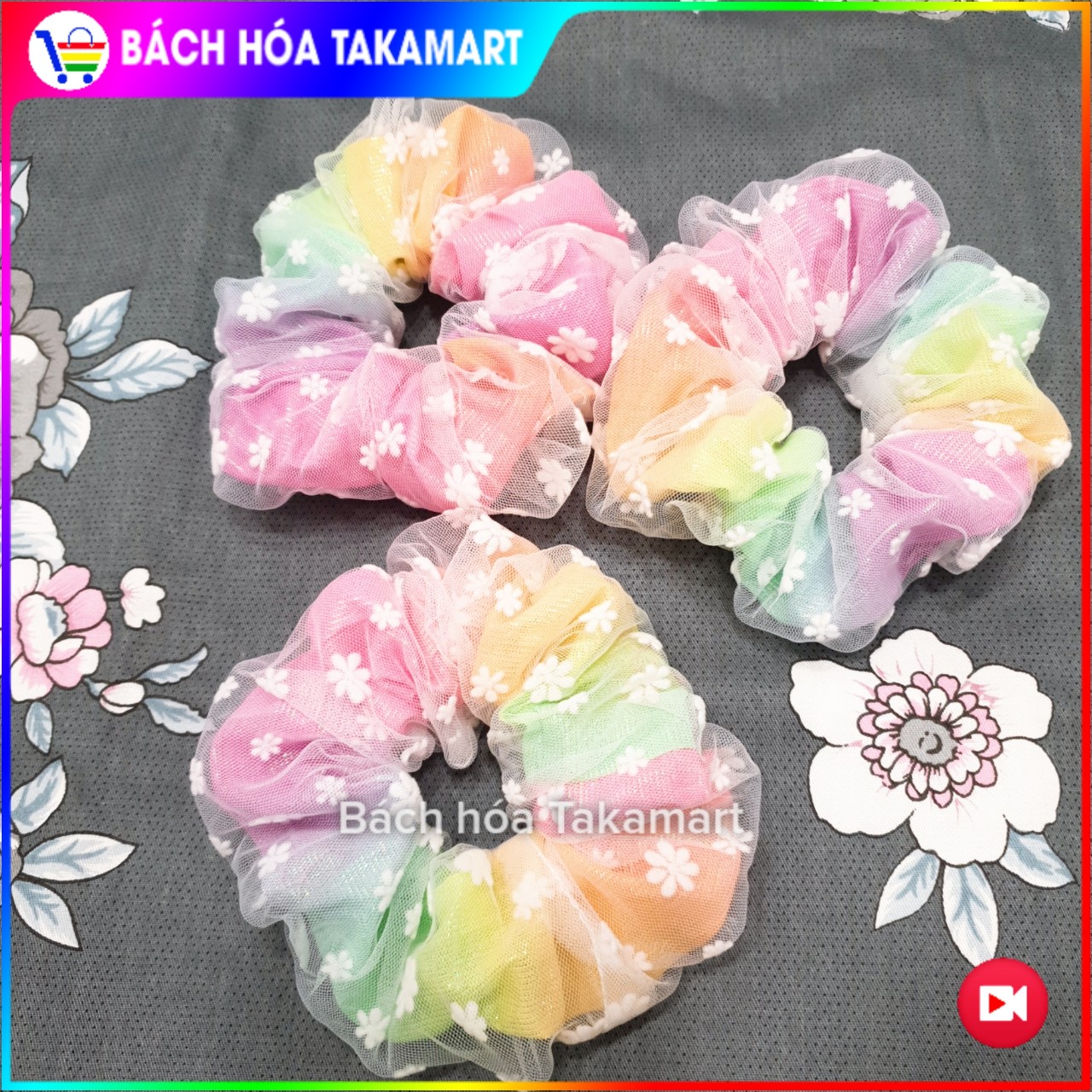 Cột tóc Scrunchies 2 lớp Hoa Cúc Họa Mi, Galaxy Sao Cầu vồng 7 màu hai lớp, dây buộc tóc, cột tóc SCRUNCHIES Vải Voan siêu đẹp bền , cột tóc hai lớp Galaxy, dây buộc tóc giá rẻ, đồ cột tóc giá rẻ- Bách hóa Takamart