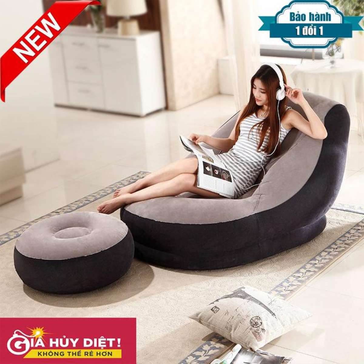 Ghế Hơi Intex - Ghế Tựa Lưng - Giường Hơi, Nệm Hơi Cao Cấp. Ghế Hơi Intex Vỏ Nhung, Thiết Kế Sang Trọng, Thích Hợp Cho Thư Giãn Nghỉ Ngơi Không Kèm Bơm Điện.