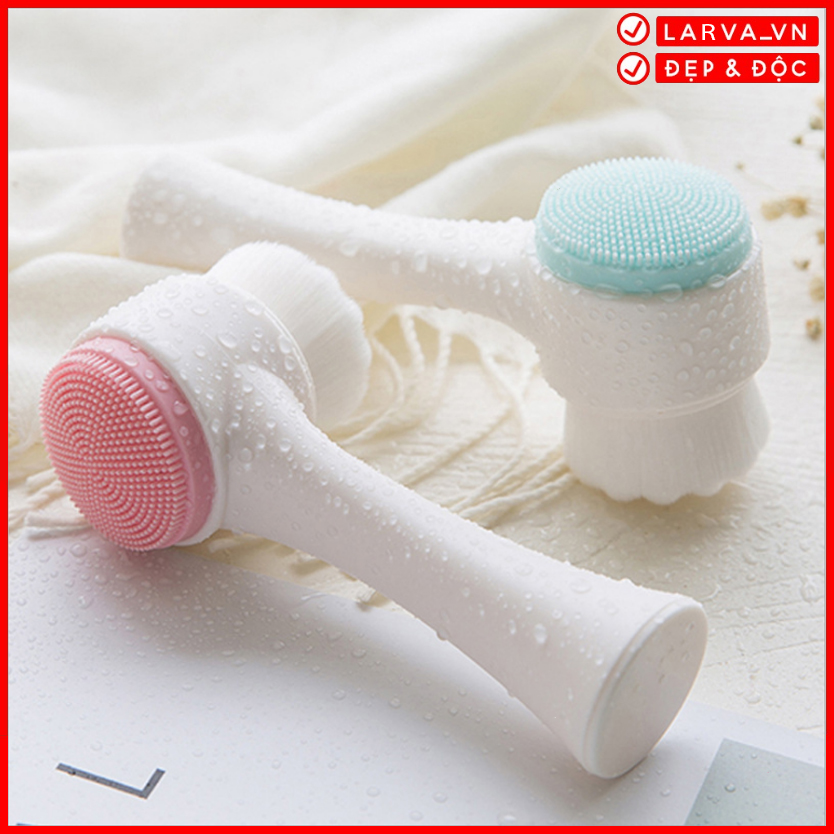 Cọ Rửa Mặt 2 Đầu, Cọ Massage Cầm Tay Làm Sạch Da Mặt