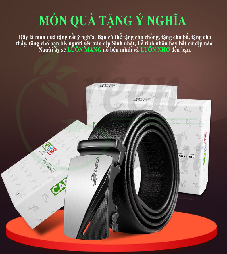 Thắt lưng nam CARTELO- G101 rộng 3.5Cm DÀI 120Cm, dây nịt nam Cartelo cao cấp khóa hợp kim , da 2 lớp mềm mại.-[Dây lưng nam, thắt lưng da cá sấu, thắt lưng nam da bò thật, dây lưng nam cao cấp full hộp-[green store]