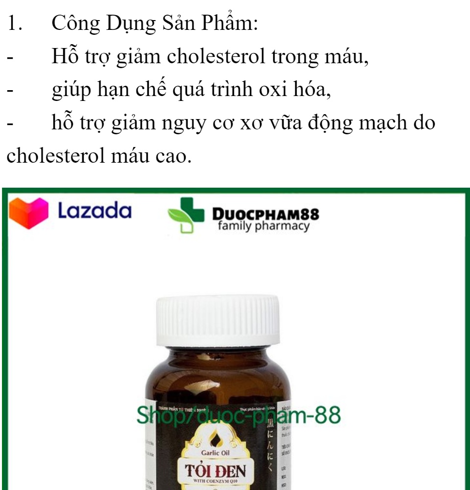 Tăng cường sức đề kháng Tỏi Đen With Coenzym Q10 bổ tim hạ huyết áp hộp 30 viên 1