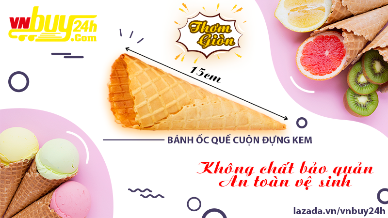 Vỏ Bánh Ốc Quế Đựng Kem - Bịch 10 Cái Thơm Giòn Ăn Kem