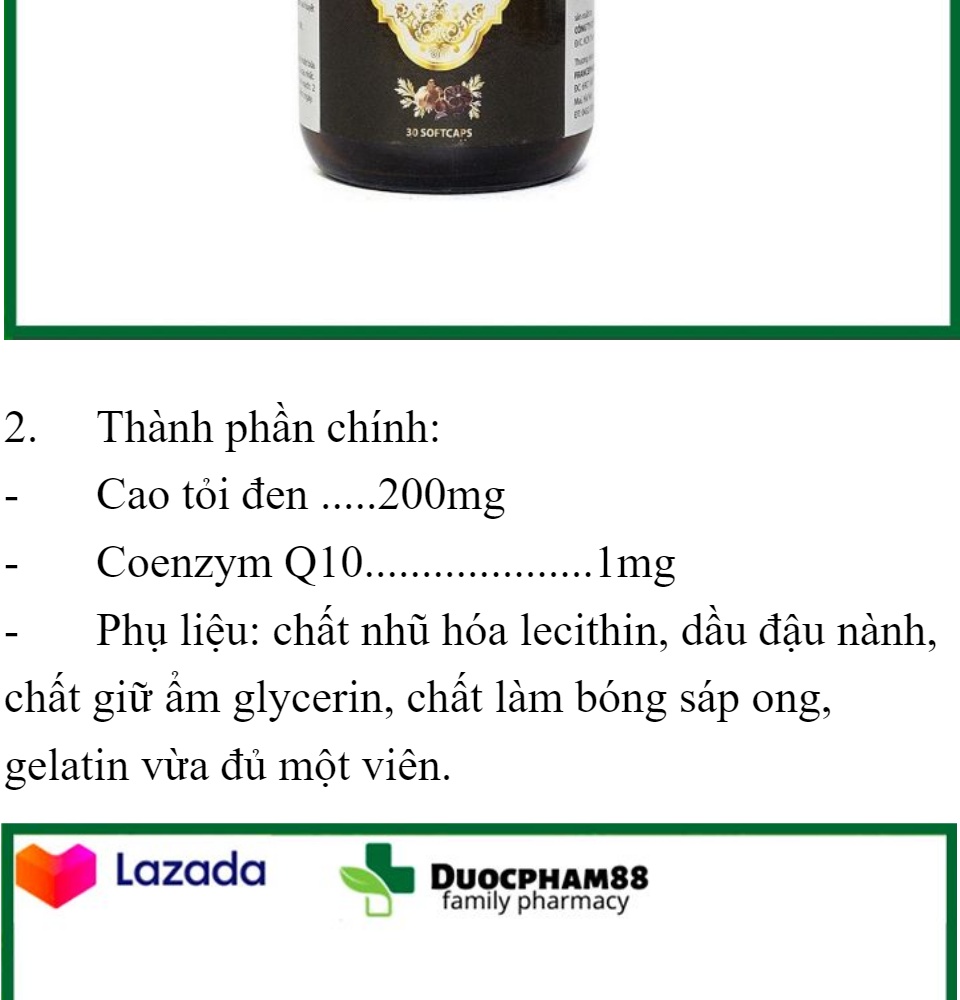 Tăng cường sức đề kháng Tỏi Đen With Coenzym Q10 bổ tim hạ huyết áp hộp 30 viên 2