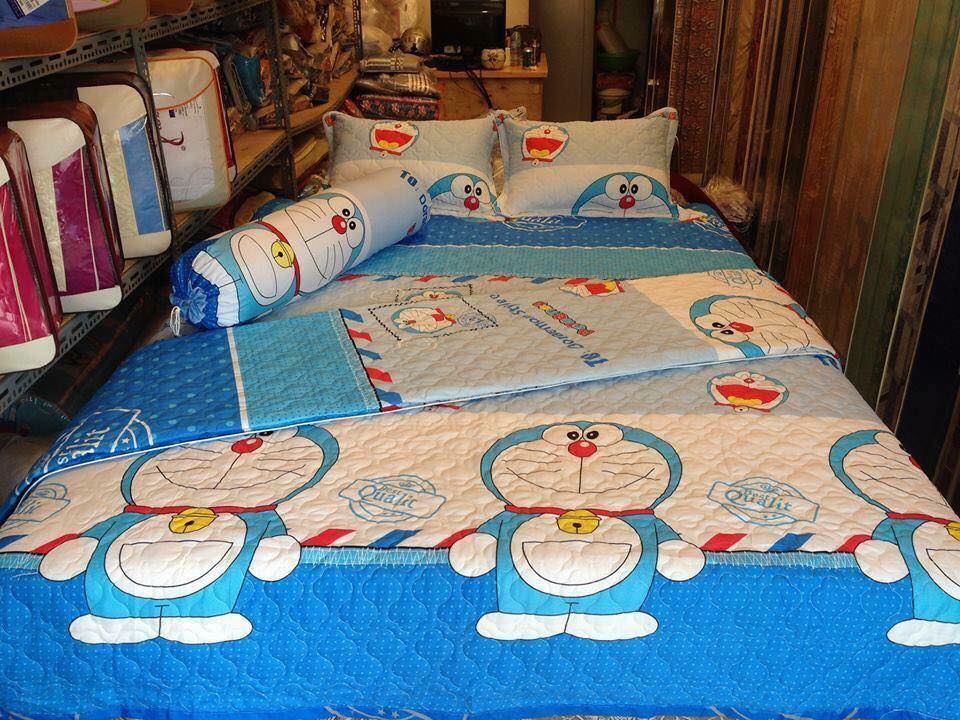 Bộ Chăn Ga Gối Cotton Poly - Hình Doraemon Lá Thư ( 3 Món , 4 Món , 5 Món ) NVC Bedding
