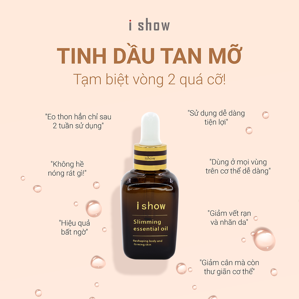 Ishow Tinh dầu tan mỡ bụng hỗ trợ giảm cân chiết xuất tinh dầu quế gừng không gây nóng rát 30ml - Tặng Mặt nạ nha đam