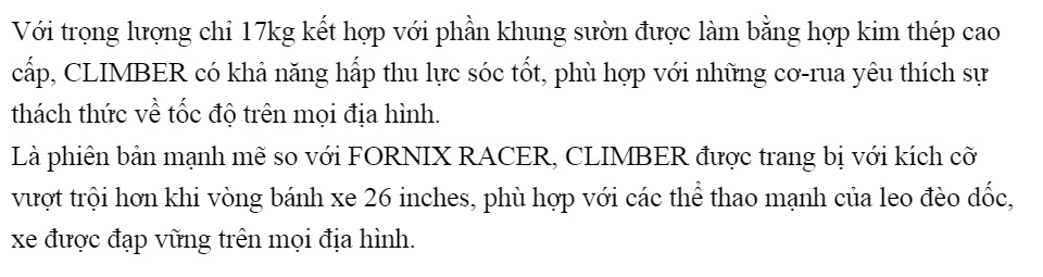 Xe đạp địa hình Fornix CLIMBER Khung Sườn hợp kim thép cao cấp Bộ truyền