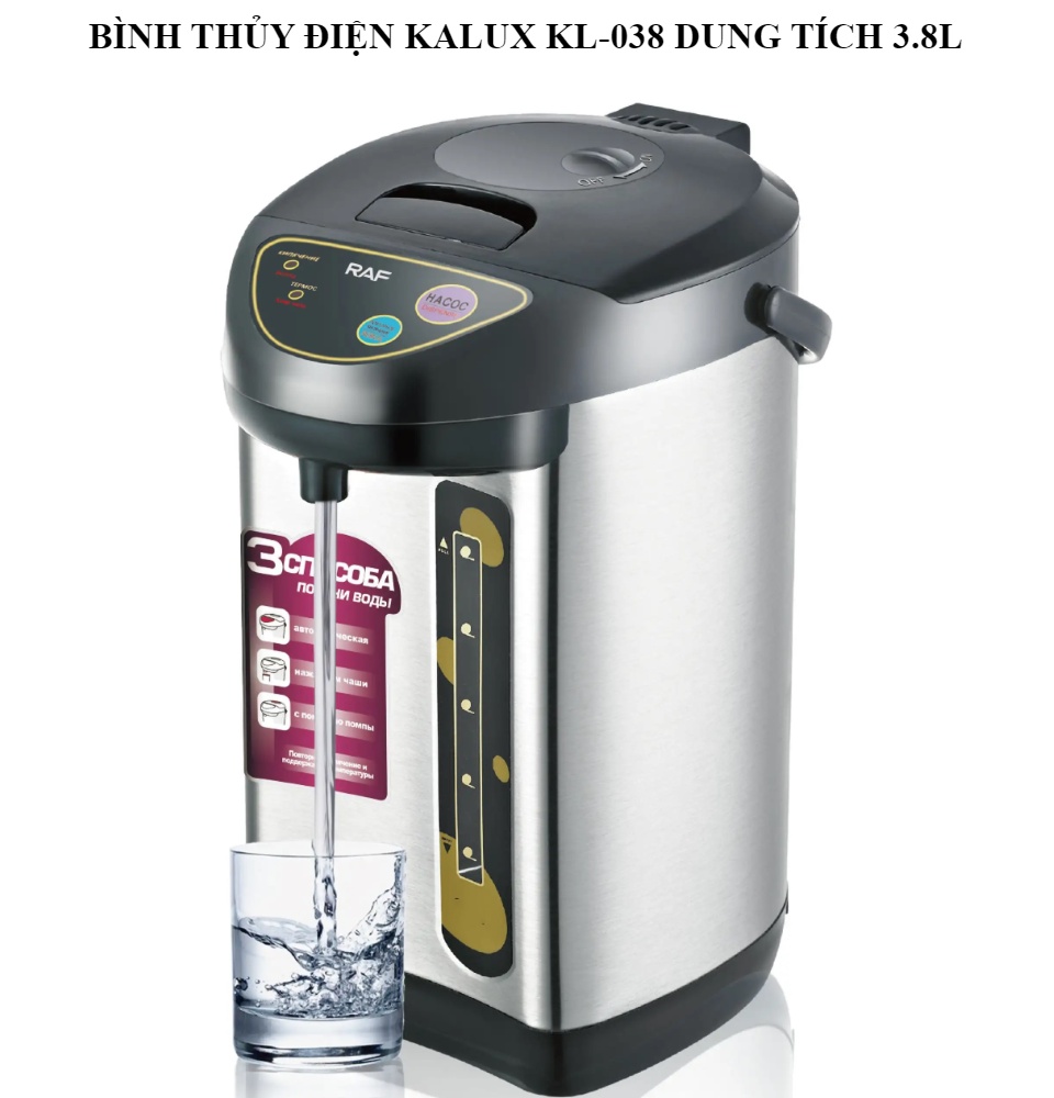 ( MẪU MỚI 2023 ) BÌNH THỦY ĐIỆN INOX KALUX KL-038 ( 3.8 LÍT ) Bình Giữ Nước Nóng Siêu Lâu Tiện Lợi Với Chế Độ Tự Động Đun Sôi Khi Nước Nguội Cao Cấp.
