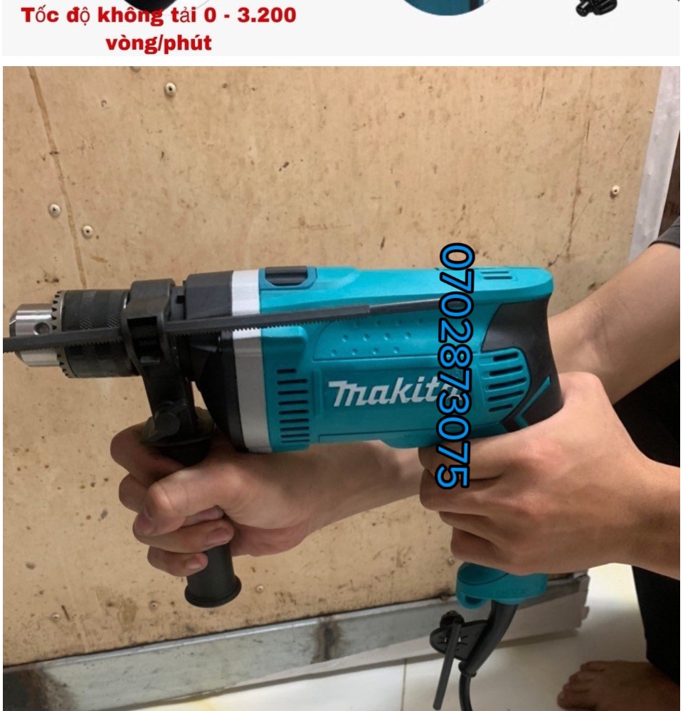 Máy khoan cầm tay makita chính hãng (mẫu 2024) hàng loại 1. Máy khoan điện Makita HP 1630 có khoan búa - khoang tường - máy đục bê tông - máy khoan gỗ - máy khoan sắt - khoan lõi đồng 100%