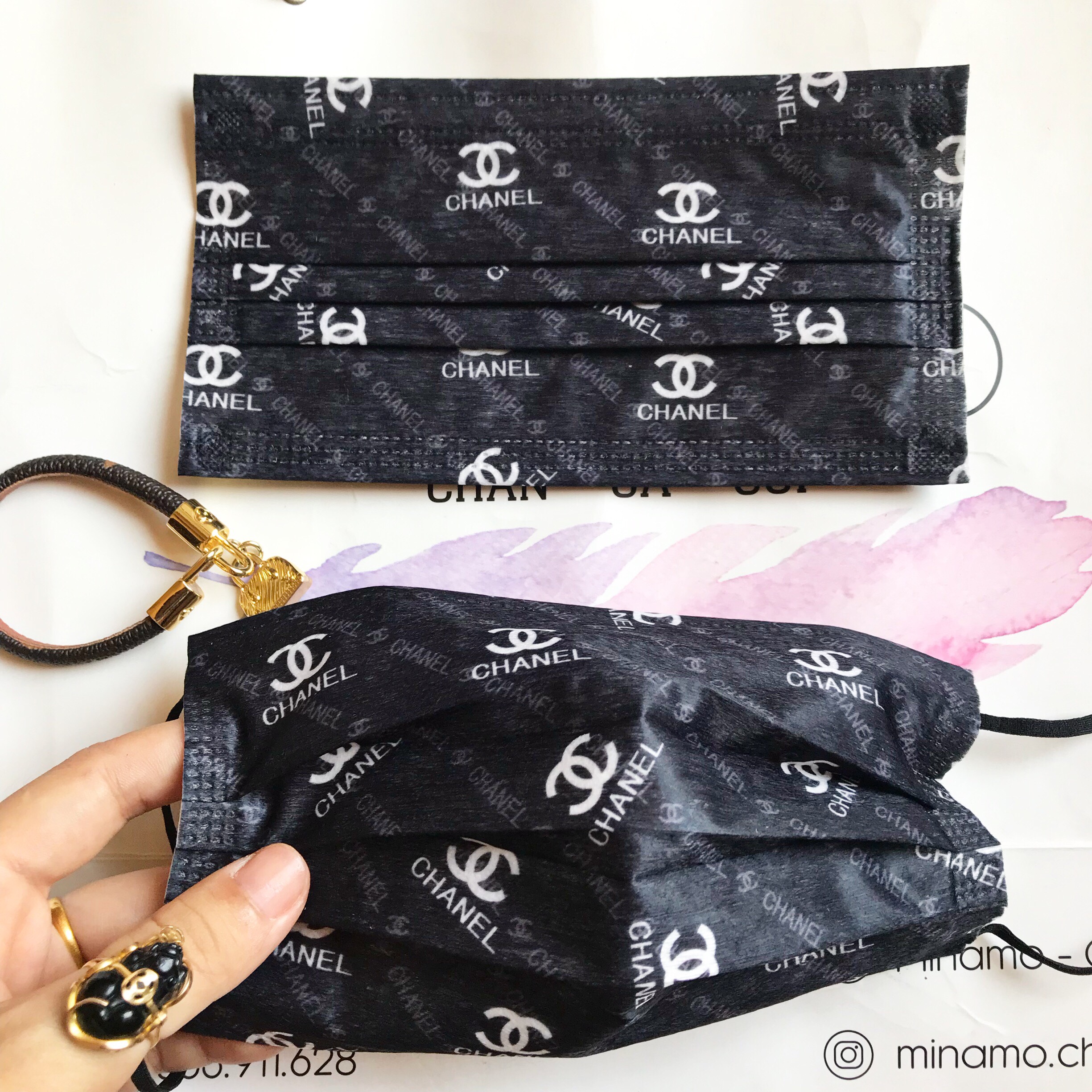 Khẩu Trang LV Kháng Khuẩn Set 10 chiếc  Hoạ Tiết Sang Chảnh 3 Màu Nâu/Đen/Trắng Chống ước dễ thở