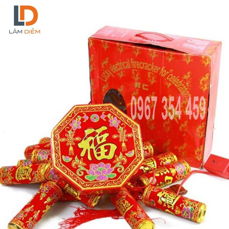 Dây pháo điện tử trang trí có đèn led và tiếng pháo + remote