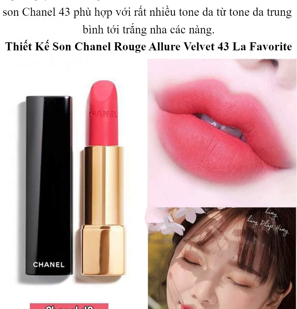 Son Chanel Rouge Allure Velvet 43 La Favourite màu cam