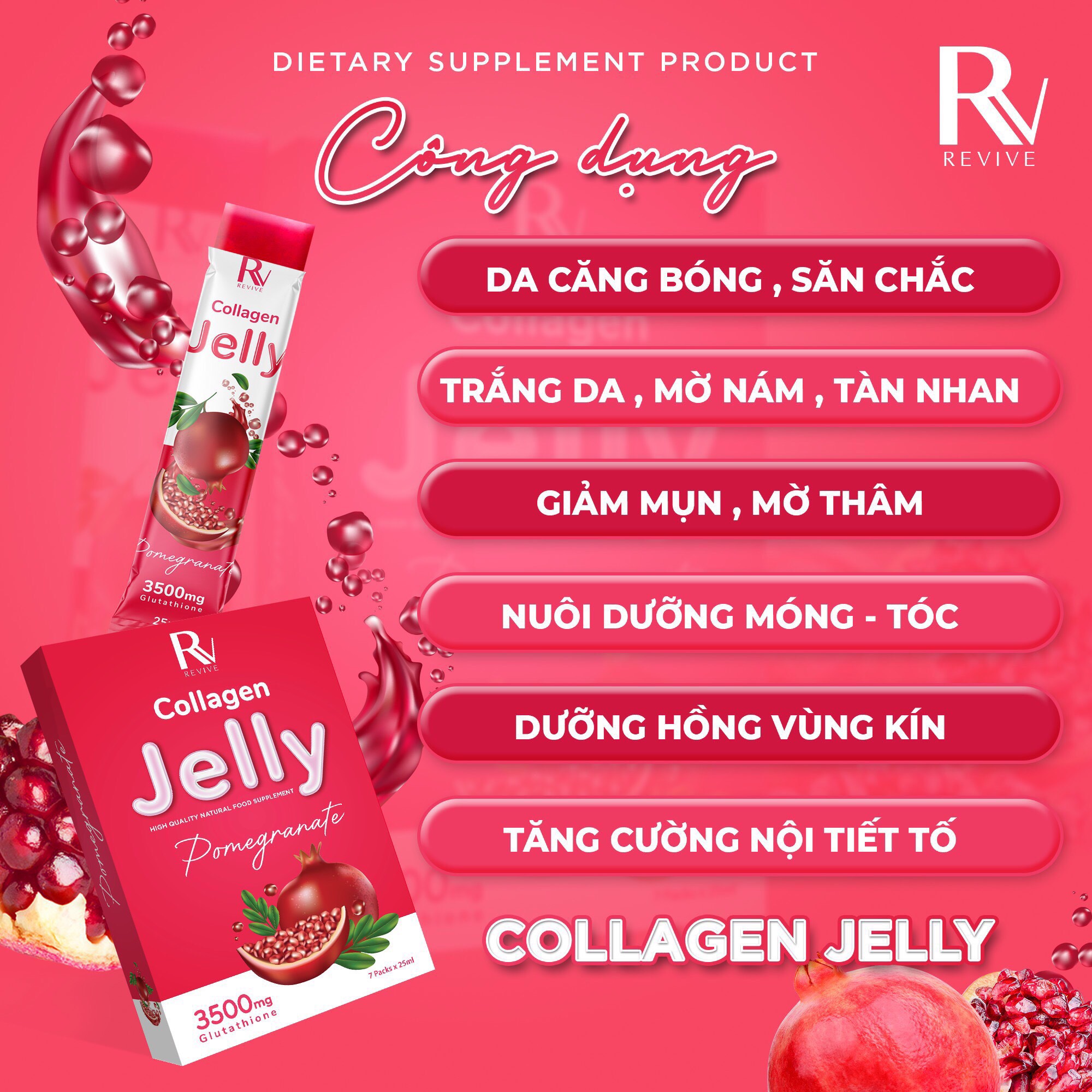 Thạch collagen jelly trắng da thạch lựu đỏ đẹp da Pomegranate công nghệ  Thụy Sĩ - Chống lão hóa | VitaminDep.com