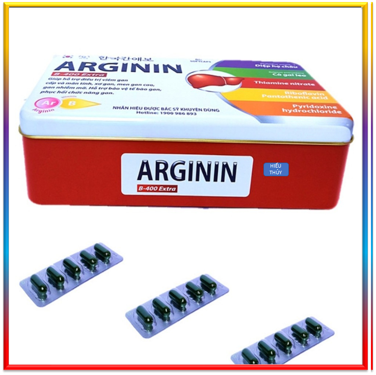 Viên Uống Thải Độc Gan Arginin B-400 Extra Giúp Thanh Nhiệt Bảo Vệ Gan, Tăng Cường Chức Năng Gan ,hạn chế tổn thương do rượu bia các hóa chất có hại cho gan -Hộp sắt 60 viên