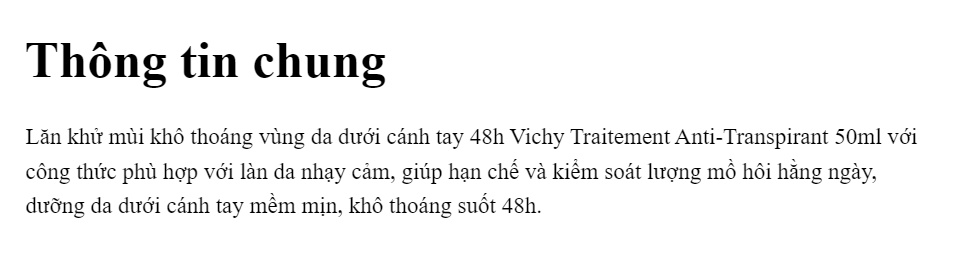 [CHÍNH HÃNG] Lăn Khử Mùi Vichy 50ml