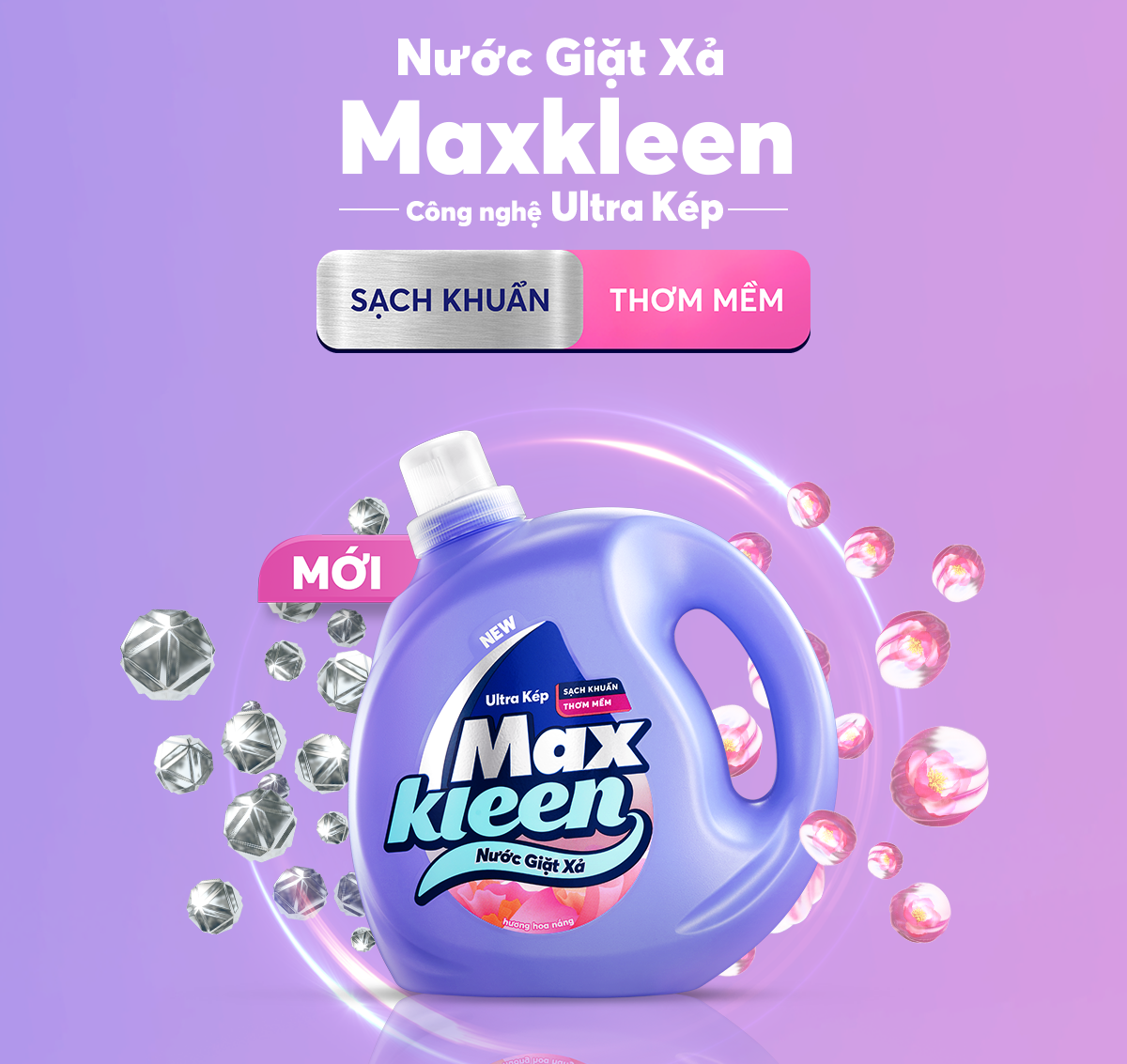 Túi nước giặt xả MaxKleen 2.4kg (Huyền Diệu/ Hoa Nắng/ Vườn Sớm Mai/ Cam Sả sạch khuẩn)