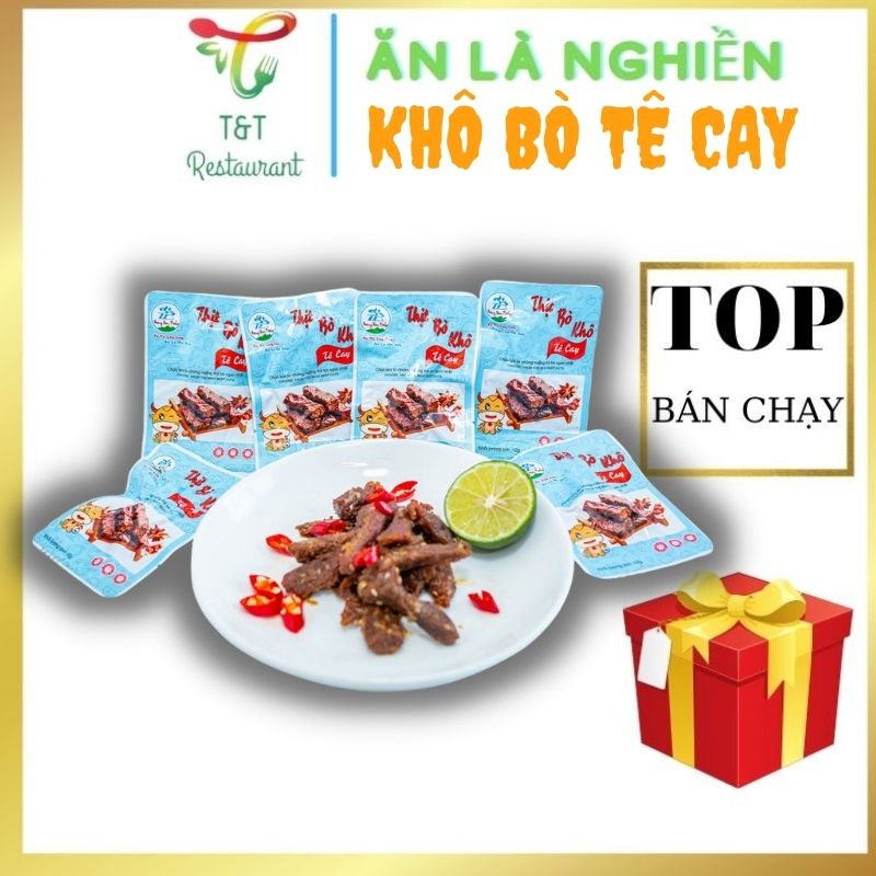 Thịt bò khô vị tê cay, khô bò cay 100% từ thịt bò, Hoàng Nam Food gói 12gram