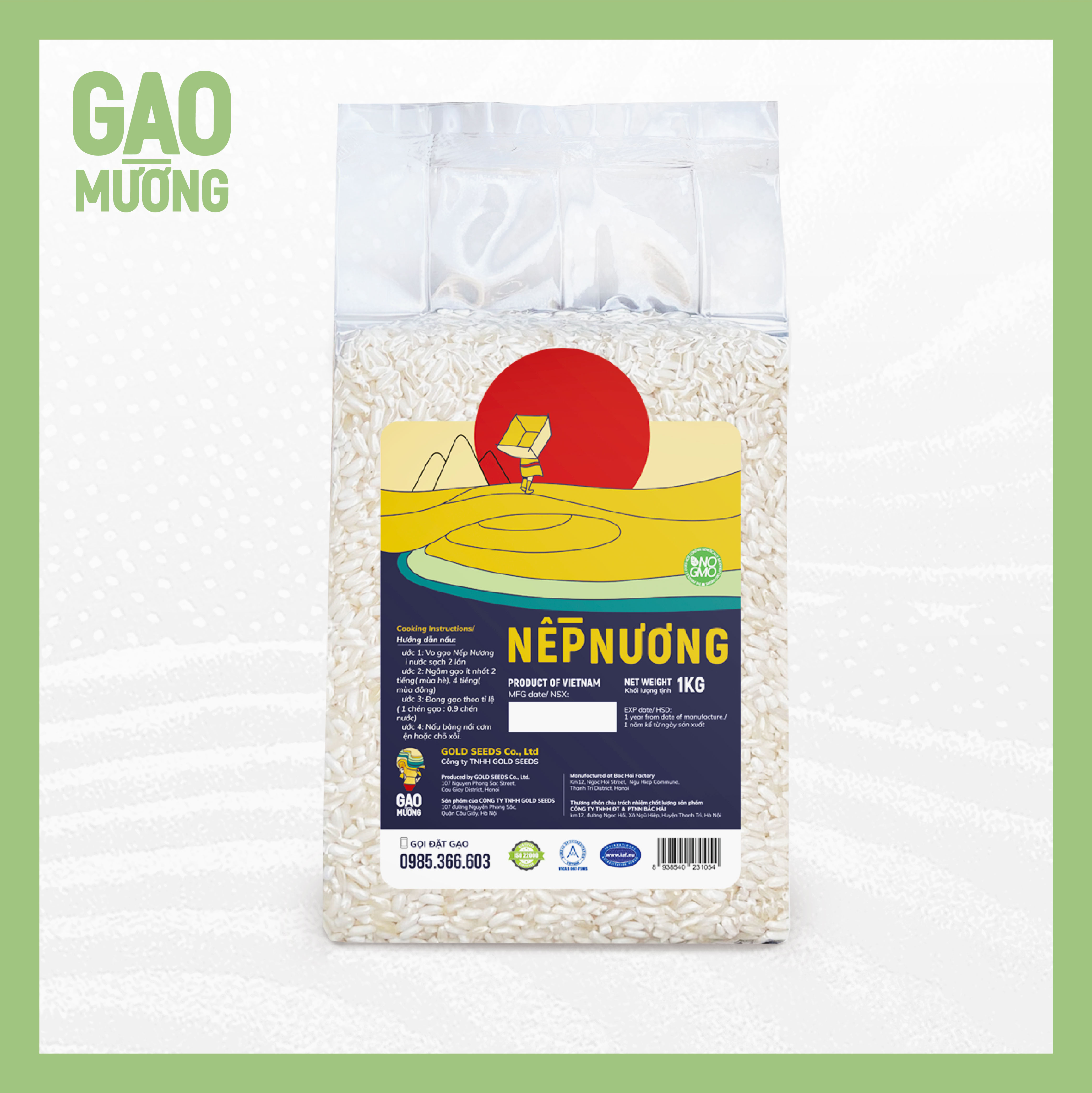 Combo 1kg gạo lứt Séng Cù và 1kg gạo Nếp Nương hút chân không