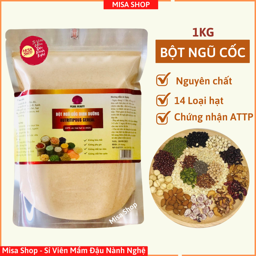1Kg Bột Ngũ Cốc Dinh Dưỡng Lợi Sữa Tăng Cân Giảm Cân 14 Loại Hạt Có Chứng Nhận An Toàn Thực Phẩm