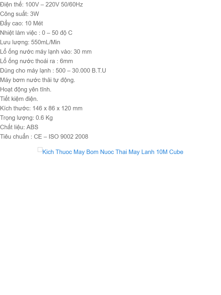 Máy Bơm Nước Thải Máy Lạnh Điều Hoà 220V 3W 10M Cube Kingpump Cao Cấp