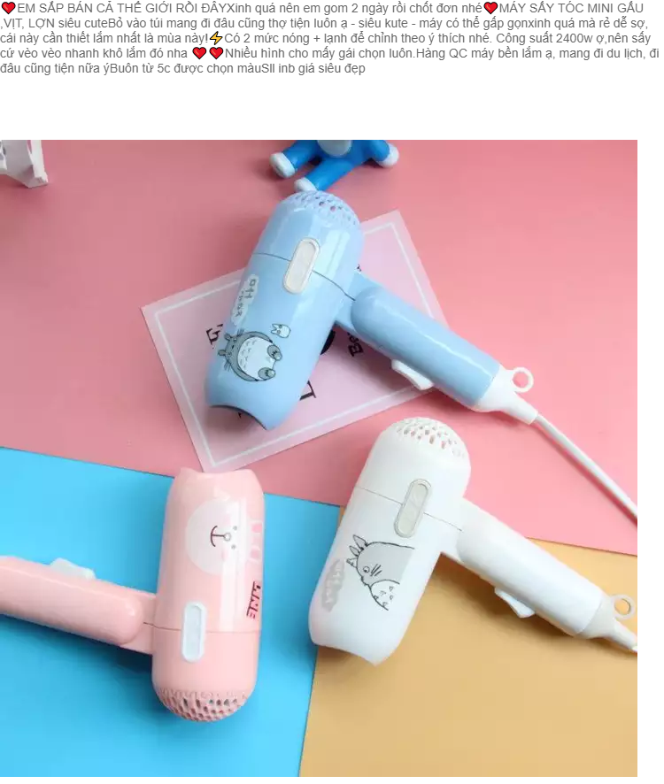 Máy sấy tóc mini hình thú cute