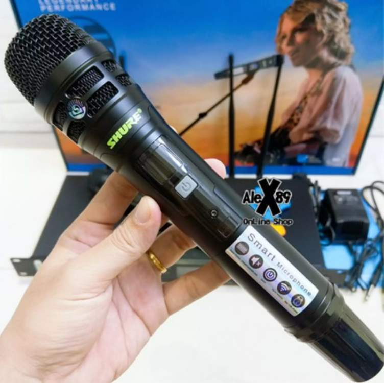 Micro Karaoke Không Dây SHURE UGX-23 Cao Cấp - Micro Shure UGX 23 Plus ( 4 Râu )Chuẩn Main Đỏ , Có Chế Độ Tự Ngắt, Sóng UHF Cực Khỏe, Mic Bắt Tiếng Cực Nhạy, Hát Karaoke Cực Hay, Siêu Chống Hú, Màn Hình Led Hiển Thị
