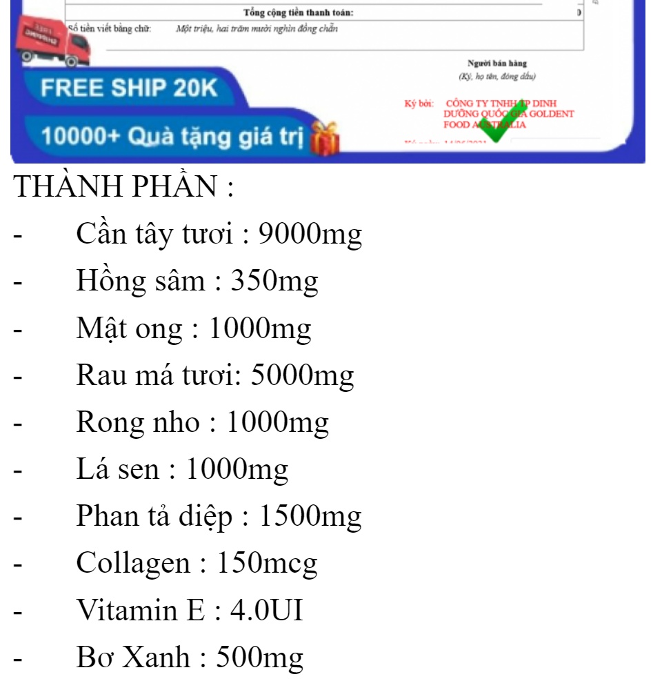 Bột cần tây mật ong giảm cân hồng sâm rau má thanh lọc cơ thể đẹp da , đẹp dáng hộp 15 gói HSD 2024 5