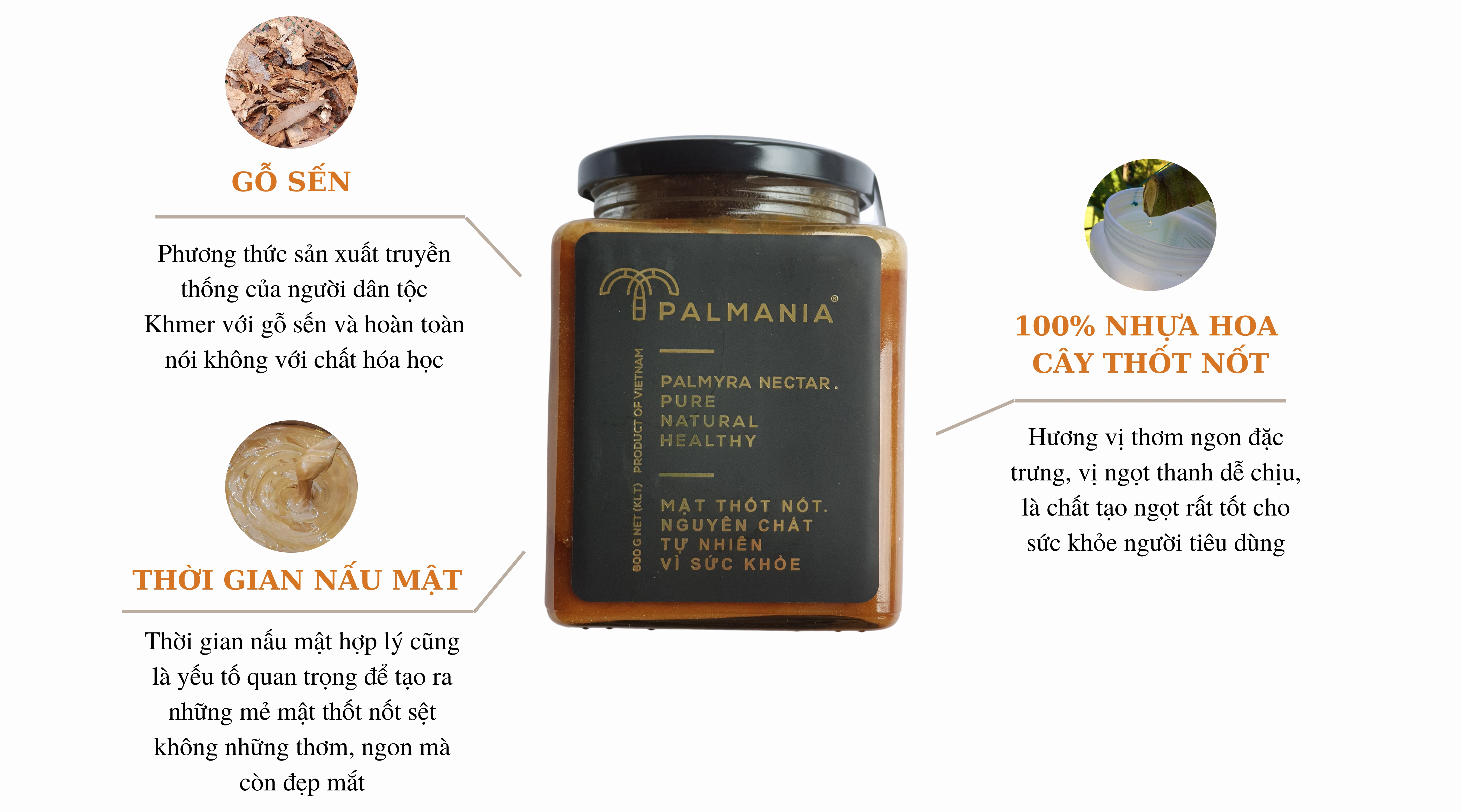 Đường Thốt Nốt Palmania Dạng Sệt - 100% NGUYÊN CHẤT - Nguyên Chất, Tự Nhiên Vì Sức Khỏe, Mật Thốt Lốt Chảy Chính Gốc Hũu Cơ, Đặc Sản An Giang, Mật Thốt Nốt Không Sử Dụng Chất Tẩy Hay Chất Bảo Quản - Palm Sugar