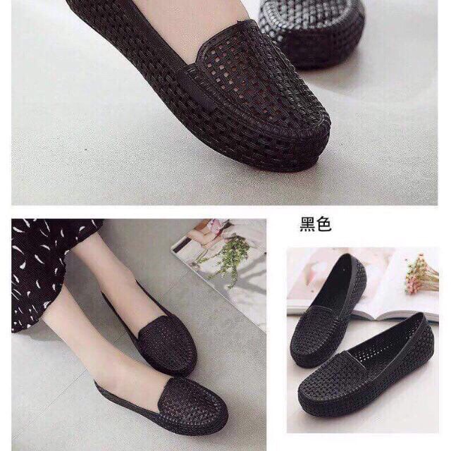 Giày nữ nhựa giày đi mưa búp bê lưới- Giày đi mưa- giày bảo hộ lỗ thoáng khí