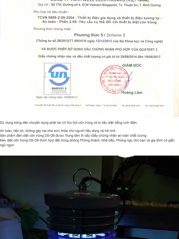 [HCM]Đèn bắt muỗi Đại Sinh DS - D6 (Xanh)