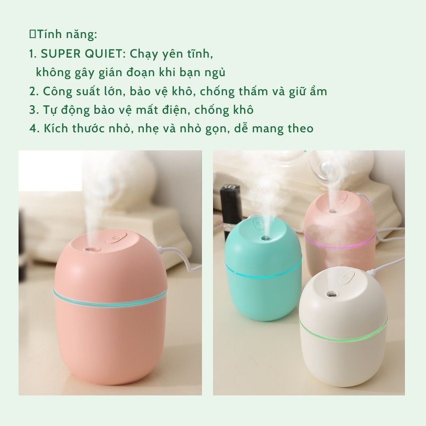 Máy Phun Sương Tinh Dầu Mini Humidifier 220Ml Máy Khuếch Tán Tinh Dầu Phun Sương Tạo Ẩm Cho Phòng Ngủ & Trên Ôtô Đèn Xông Tinh Dầu Có Hai Chế Độ Phun & Led 7 Màu Thay Đèn Ngủ & Giúp Xua Duổi Côn Trùng mocstore, loại tốt giá rẻ