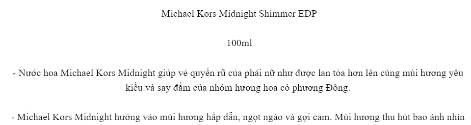 Nước Hoa Michael Kors Midnight Shimmer Edp 50ml  Shopee Việt Nam