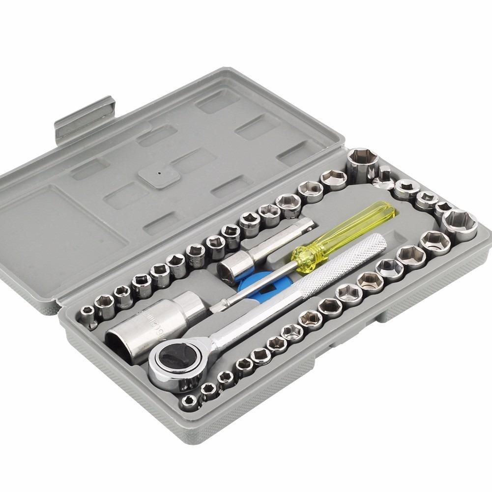 Bộ khẩu mở siết ốc và bugi 40 chi tiết Khẩu vặn ốc, bộ típ sửa xe, Dụng cụ sửa chữa đa năng, Bộ khẩu mở siết ốc chất lượng Bộ cờ lê mở siết ốc 40 chi tiết đa năng Clever Mart,Bộ dụng cụ mở bu lông ốc vít