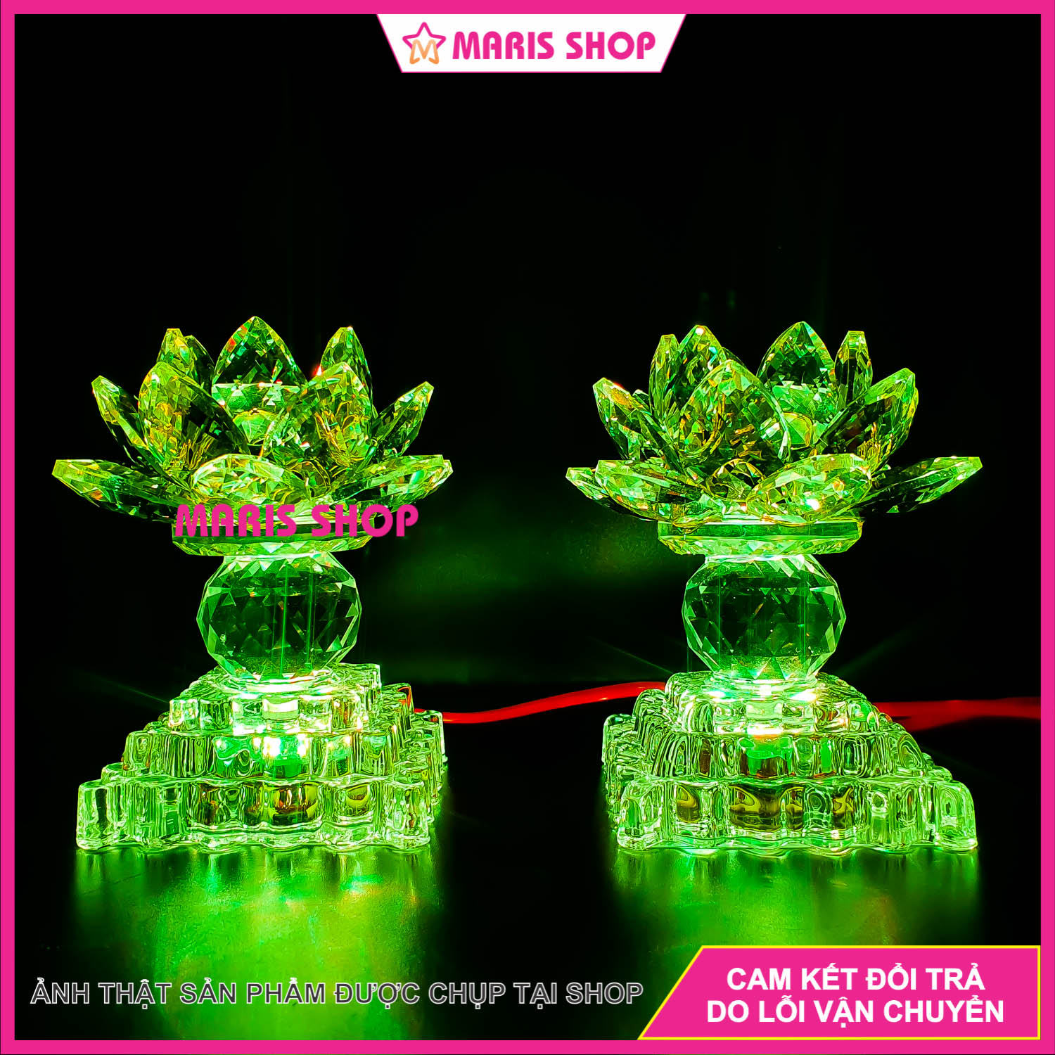 Đèn Hoa Sen Pha Lê Để Bàn Thờ Phật LED Đổi Màu, Đèn Thờ Gia Tiên Pha Lê Cao Cấp, Đèn Thờ Cúng Đẹp