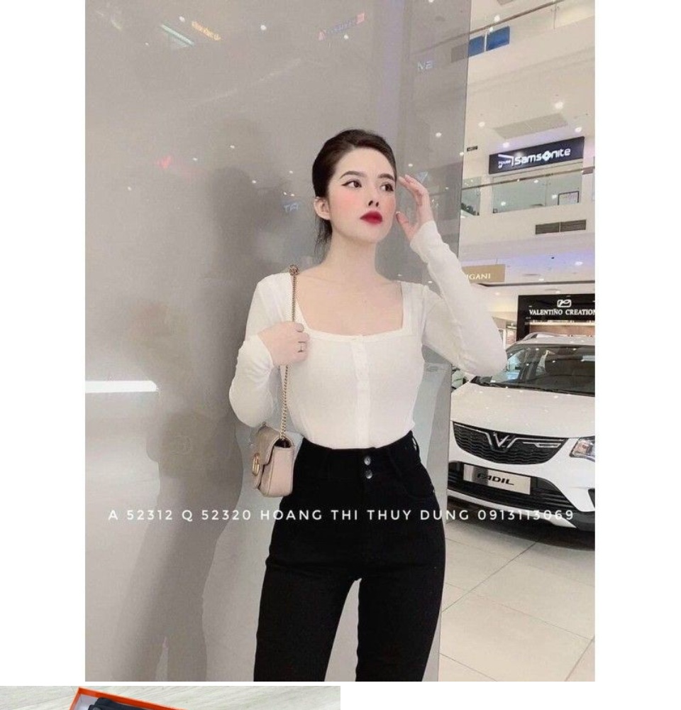 Quần legging nữ cạp cao nâng mông có khóa 2 khuy vải UMI siêu dày gen bụng dáng dài - Quần vải nữ đi học mặc làm công sở