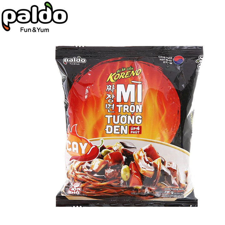 Mì Tương Đen Cay Koreno Paldo 79gr - Lốc 10 Gói Mì Tương Đen Hàn Quốc Koreno