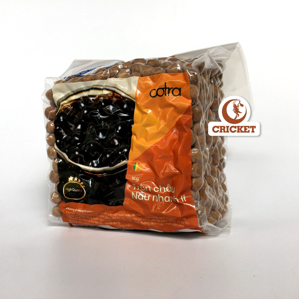 Trân Châu Đen Nấu Nhanh Cotra II (Túi 1kg) - Trân Châu Caramel làm trà sữa trân châu đen ngon như trân châu đài loan