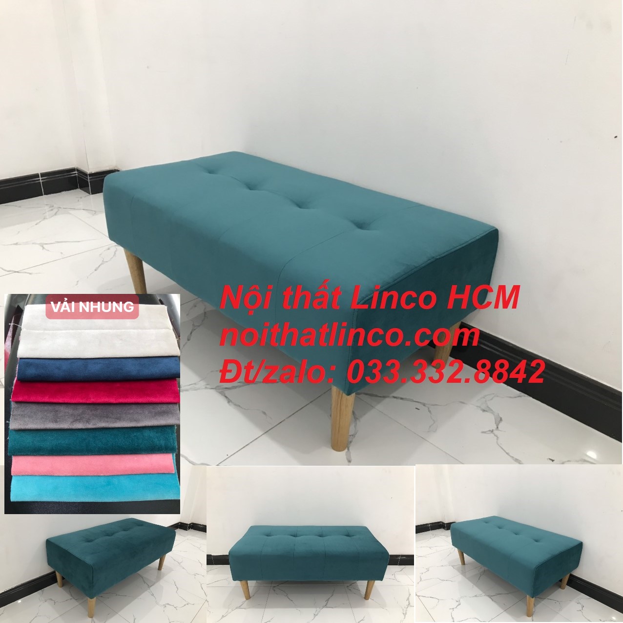 Ghế đôn sofa mini vải nhung nhiều màu sắc, nhiều kích cỡ