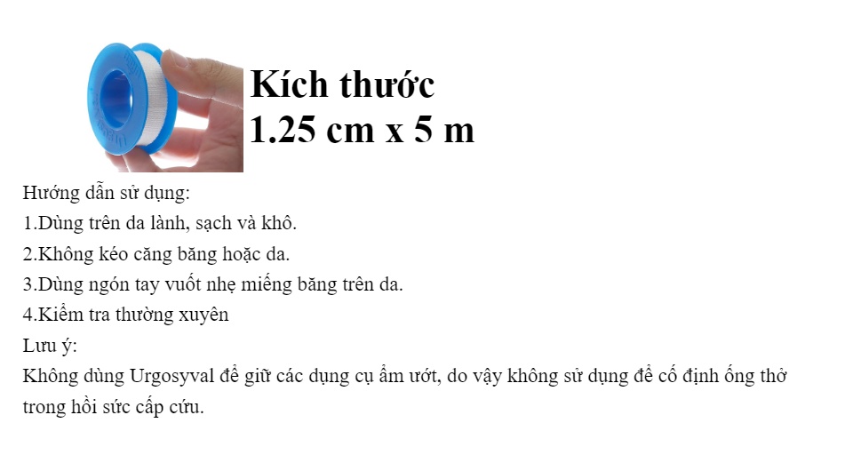 Băng keo lụa Urgosyval 1.25cmx5m độ dính cao