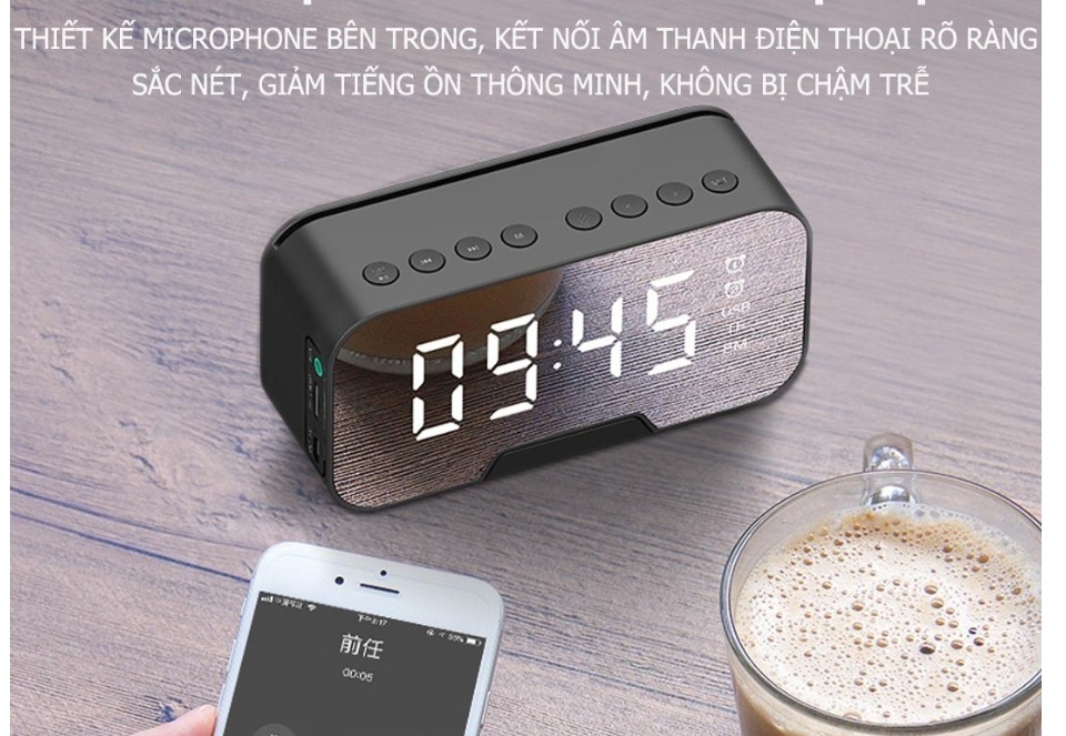 Loa Bluetooth màn hình gương mini AMOI kết nối điện thoại máy vi tính dùng