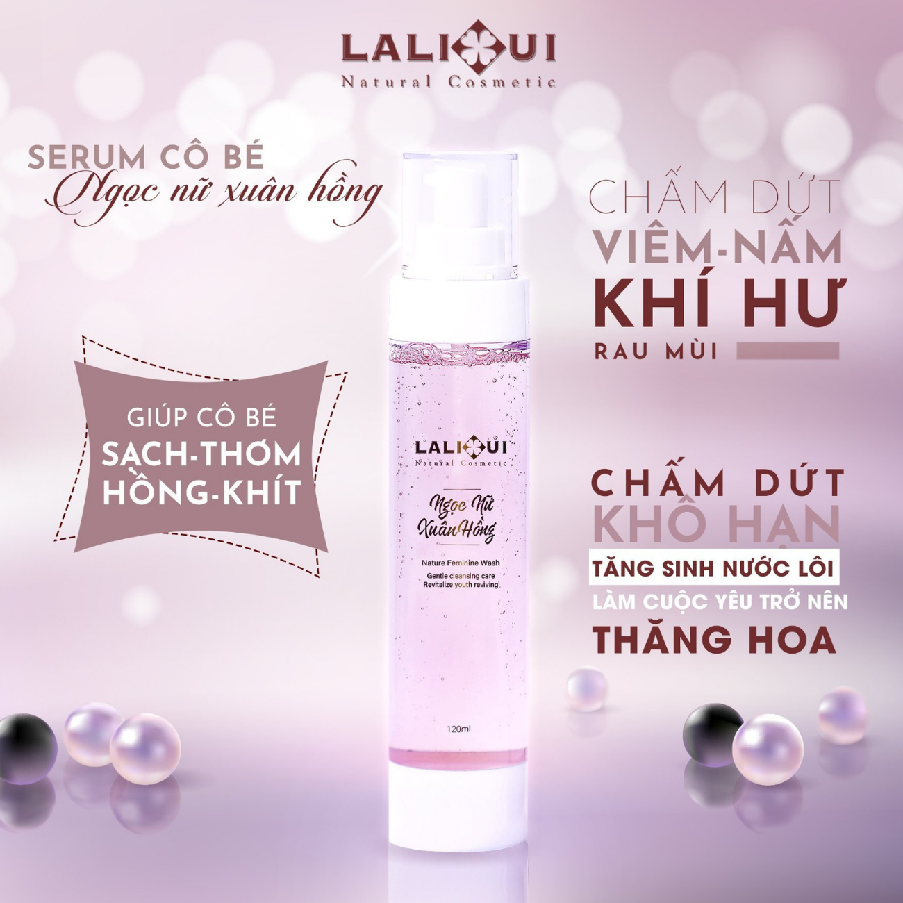 Dung Dịch Vệ Sinh Cao Cấp Ngọc Nữ Xuân Hồng Lalihui Se Khít Thanh Xuân Ngăn Ngừa Nấm Ngứa 80ml