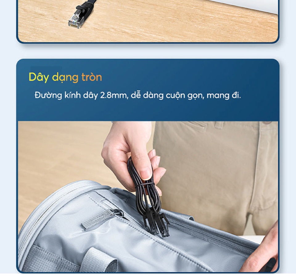 Cáp mạng Cat6 aluminum dạng dẹt UGREEN NW102 Cáp mạng Cat6 aluminum dạng dẹt UGREEN NW102