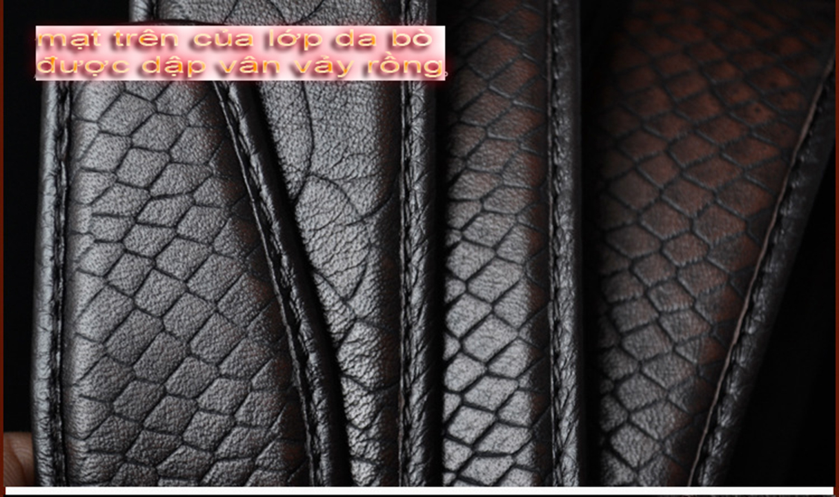 dây nịt nam, dây  thắt lưng dùng cho khóa tự động thời trang da bò dập vân vảy rông