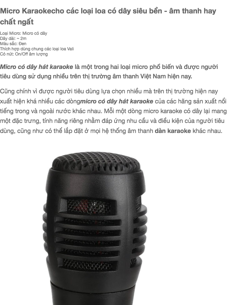 Micro karaoke có dây cho các loại loa siêu bền - âm hay chất ngất