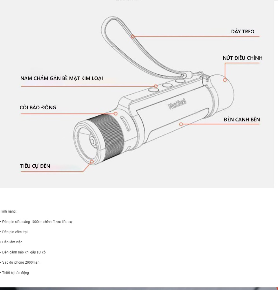 Đèn pin cầm tay đa năng Xiaomi Youpin Nextool NE20030 6 in 1 - Bảo hành 6 tháng | Lazada.vn